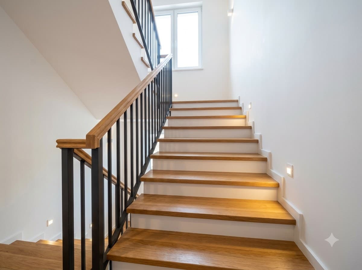 Modernisierte Treppe mit Geländer